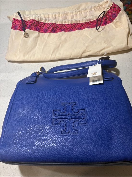 Tory Burch Handbags - Tory Burch Harper Tote Cobalt Blue Pebbled Leather Shoulder Bag